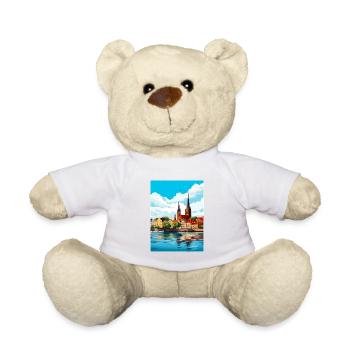 Rostock Germany Vintage Travel Poster WPA Souvenir - Teddy Bear - white - Front