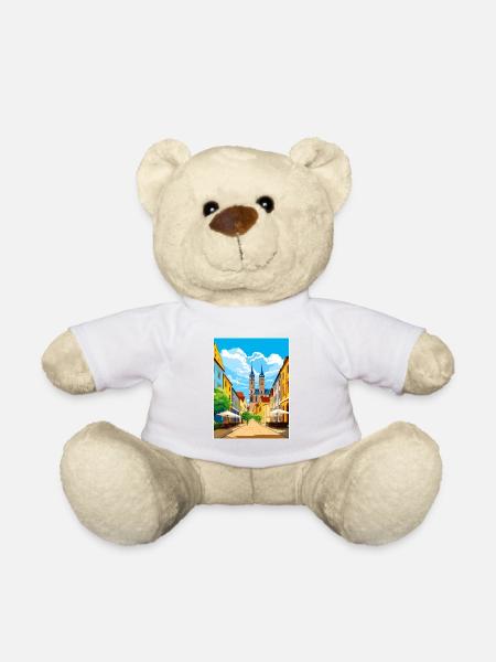Magdeburg Dekoration Deutschland Vintage Reiseposter - Teddy - Weiß