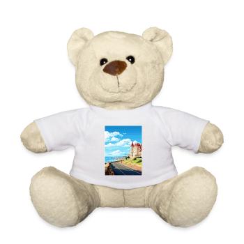 Biarritz France affiche de voyage vintage WPA Souvenir - Nounours - blanc - Devant