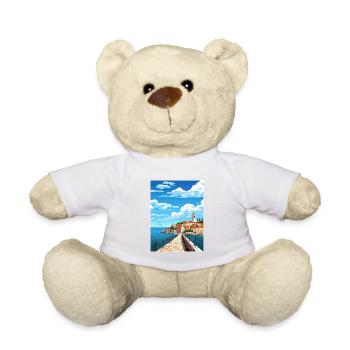 Piran Slovénie affiche de voyage vintage WPA Souvenir - Nounours - blanc - Devant