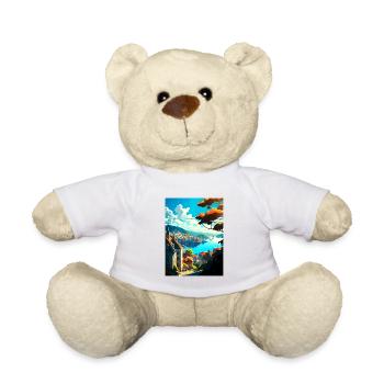 Bergan Norvège Oslo Vintage voyage affiche Souvenir - Nounours - blanc - Devant