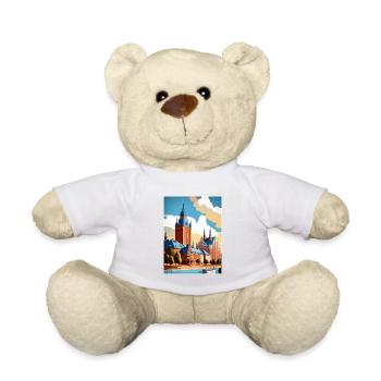 Halmstad Suède Vintage voyage affiche WPA Souvenir - Nounours - blanc - Devant