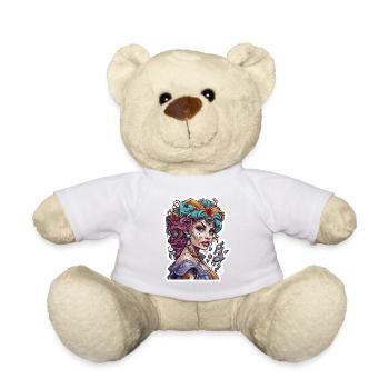 teuflische Frau / blut / Gothic / Heavy Metal - Teddy - Weiß - Vorne