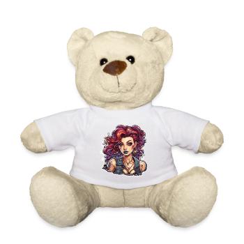 teuflische Frau / blut / Gothic / Heavy Metal - Teddy - Weiß - Vorne