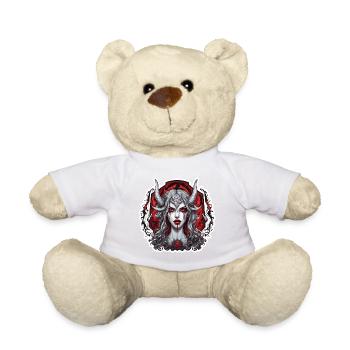 teuflische Frau / blut / Gothic / Heavy Metal - Teddy - Weiß - Vorne