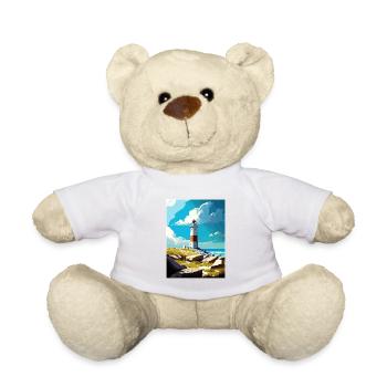 Portland en Angleterre phare Vintage voyage affiche - Nounours - blanc - Devant