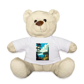 Souvenir du parc aquatique et forestier de Kielder en Angleterre - Nounours - blanc - Devant