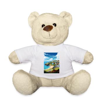 Das Roseland Peninsula Cornwall Reiseposter - Teddy - Weiß - Vorne