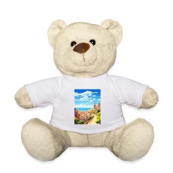 Málaga Spanien Vintage Reiseposter WPA Souvenir - Teddy - Weiß - Vorne