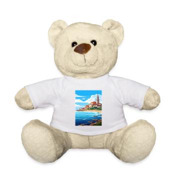 Santander Spain Vintage Travel Poster WPA Souvenir - Teddy Bear - white - Front