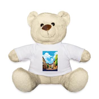Krefeld Decoration Germany Vintage Travel Poster - Teddy Bear - white - Front