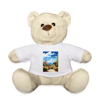Bergamo Italy Vintage Travel Poster WPA Souvenir - Teddy Bear - white - Front