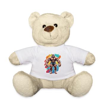 Bodybuilder / Sports / Fitness / Monkey / Muscles - Teddy Bear - white - Front