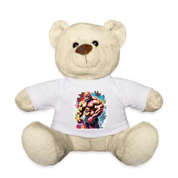 Bodybuilder / Sports / Fitness / Monkey / Muscles - Teddy Bear - white - Front