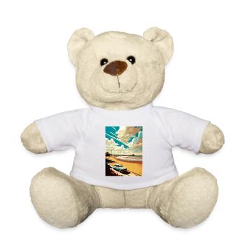 Western Super Mare England Vintage Travel Poster - Teddy Bear - white - Front