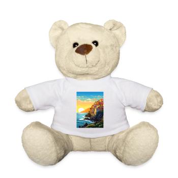 Cinque Terre Italien Dekoration Patmos Reiseposter - Teddy - Weiß - Vorne