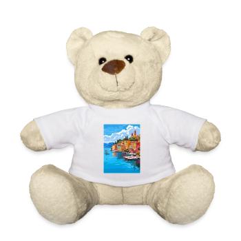 Portofino Italie Vintage voyage affiche WPA Souvenir - Nounours - blanc - Devant