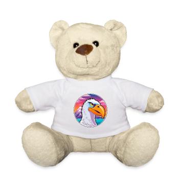 Albatross Watercolor Cartoon Kawaii Pet Animal Col - Teddy Bear - white - Front