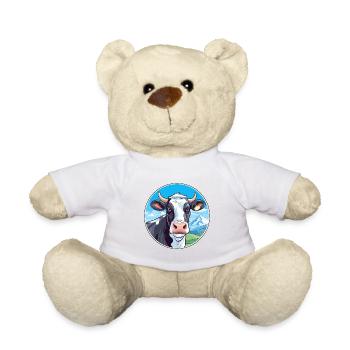 Cow Watercolor Cartoon Kawaii Pet Animal Colorful - Teddy Bear - white - Front