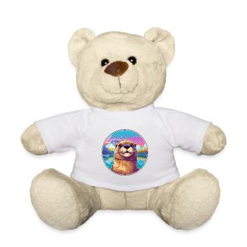 Biber Aquarell Karikatur Kawaii Haustier Tier Farbe - Teddy - Weiß - Vorne