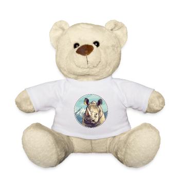 Rhino Watercolor Cartoon Kawaii Pet Animal Colorfu - Teddy Bear - white - Front