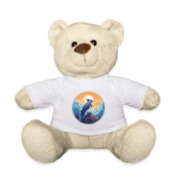Blue Jay Watercolor Cartoon Kawaii Pet Animal Colo - Teddy Bear - white - Front