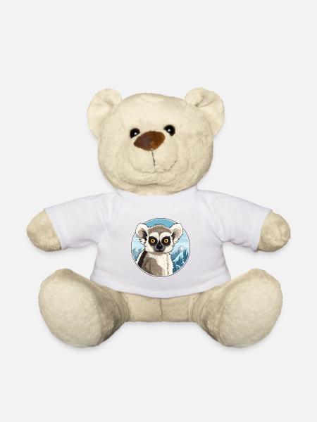 Lemur Aquarell Karikatur Kawaii Haustier Tier Farbefu - Teddy - Weiß