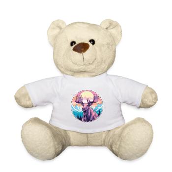 Elch Aquarell Karikatur Kawaii Haustier Tier Farbefu - Teddy - Weiß - Vorne