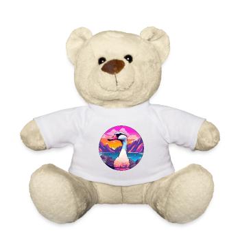 Oie Aquarelle Dessin Animé Kawaii Animal De Compagnie Colorfu - Nounours - blanc - Devant
