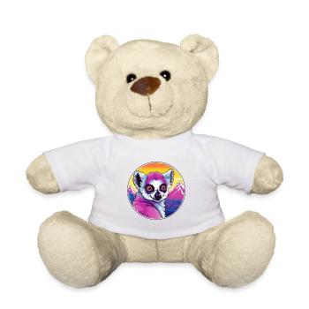 Lémurien Aquarelle Dessin Animé Kawaii Animal Animal Colorfu - Nounours - blanc - Devant