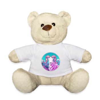 Widder Aquarell Karikatur Kawaii Haustier Tier Bunt - Teddy - Weiß - Vorne