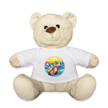 Tortue Aquarelle Dessin Animé Kawaii Animal De Compagnie Colorf - Nounours - blanc - Devant