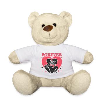 Valentines Day Skull Love Kissing - Teddy Bear - white - Front
