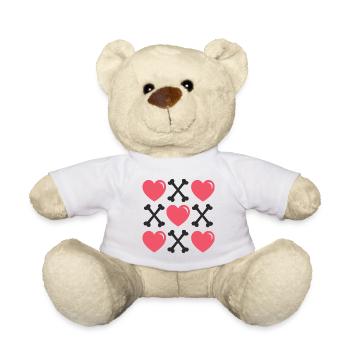 Valentines Tag Herzen und Knochen - Teddy - Weiß - Vorne