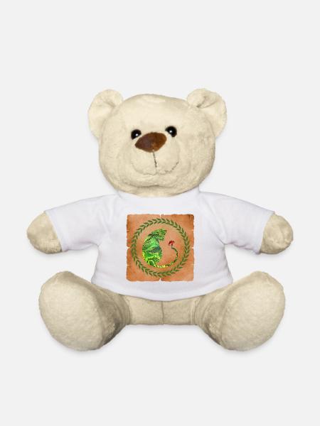 Cat with mushroom E 35 - Teddy Bear - white