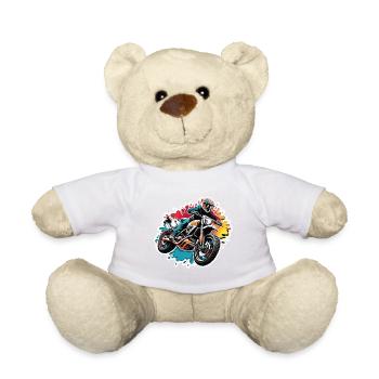 Biker / Motorcycle Rider / Biker / Two-Wheeler / Cross - Teddy Bear - white - Front