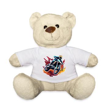 Biker / Motorrad Fahrer / Biker / Zweirad / Cross - Teddy - Weiß - Vorne