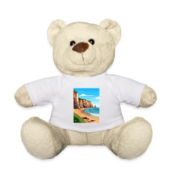 Torquay Cliffs Angleterre Vintage voyage affiche WPA - Nounours - blanc - Devant