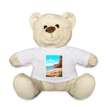 Torquay Cliffs Angleterre Vintage voyage affiche WPA - Nounours - blanc - Devant