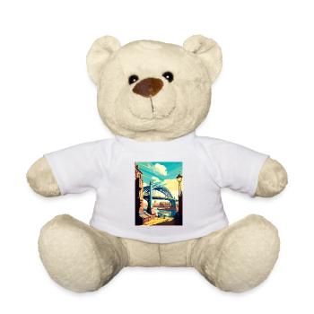 Newcastle England Vintage Travel Poster Souvenir - Teddy Bear - white - Front
