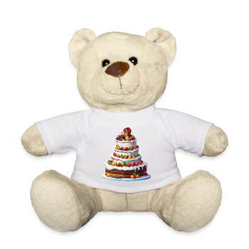 Gâteau d’anniversaire / Gâteau / Joyeux anniversaire / Gâteau - Nounours - blanc - Devant
