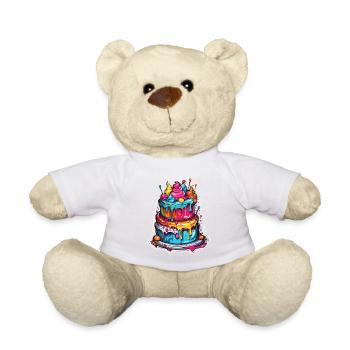 Gâteau d’anniversaire / Gâteau / Joyeux anniversaire / Gâteau - Nounours - blanc - Devant
