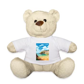Portscatho Cornwall Vintage voyage affiche Souvenir - Nounours - blanc - Devant