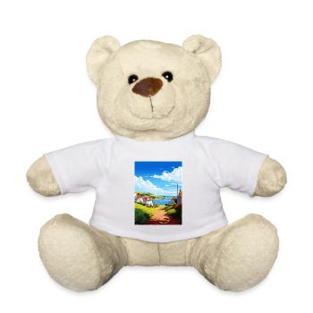 Portholland Cornwall Vintage voyage affiche WPA Art - Nounours - blanc - Devant