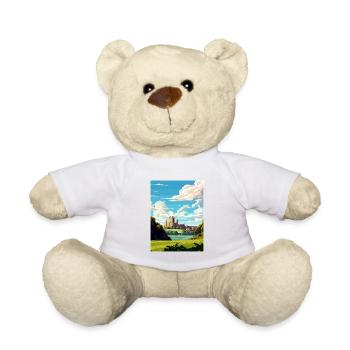 Cardiff Castle Wales Vintage Reiseposter WPA Kunst - Teddy - Weiß - Vorne