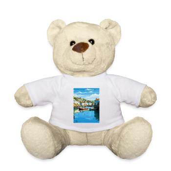 Polperro Cornwall Vintage voyage affiche Souvenir - Nounours - blanc - Devant