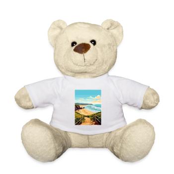 Perranporth Beach Vintage voyage affiche Souvenir - Nounours - blanc - Devant