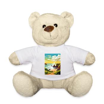 Hartland Quay Devon Vintage Travel Poster Souvenir - Teddy Bear - white - Front