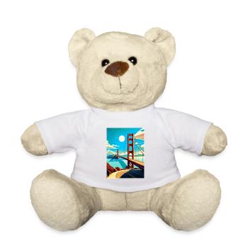 San Francisco Golden Gate Kalifornien Reiseposter - Teddy - Weiß - Vorne
