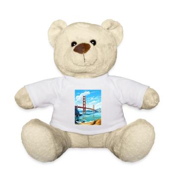 San Francisco Golden Gate California Travel Poster - Teddy Bear - white - Front